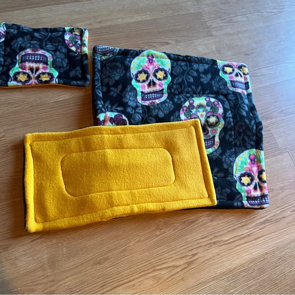 3 Premium Small Animal Piddle Pads Day of the Dead guinea pig, rabbit, dog cat